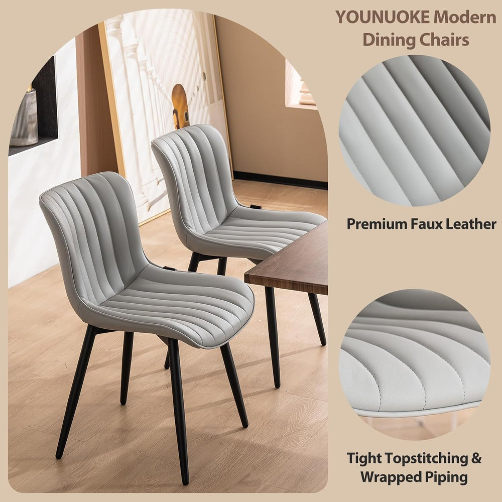 YOUNUOKE Dining Chairs Set of 2 Mid-Century Modern Kitchen Chairs Grey