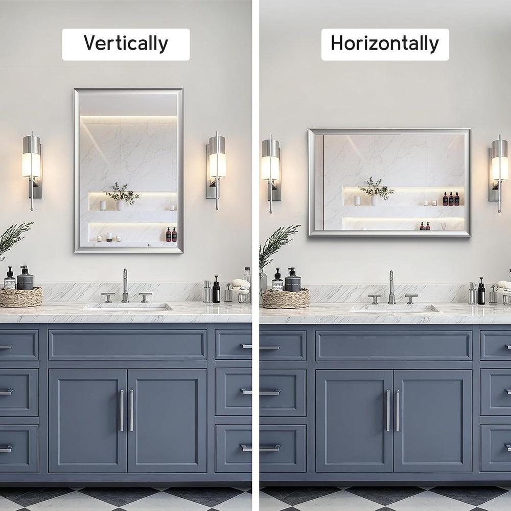 Brushed Nickel Bathroom Mirrors for Over Sink 24x36 Inch