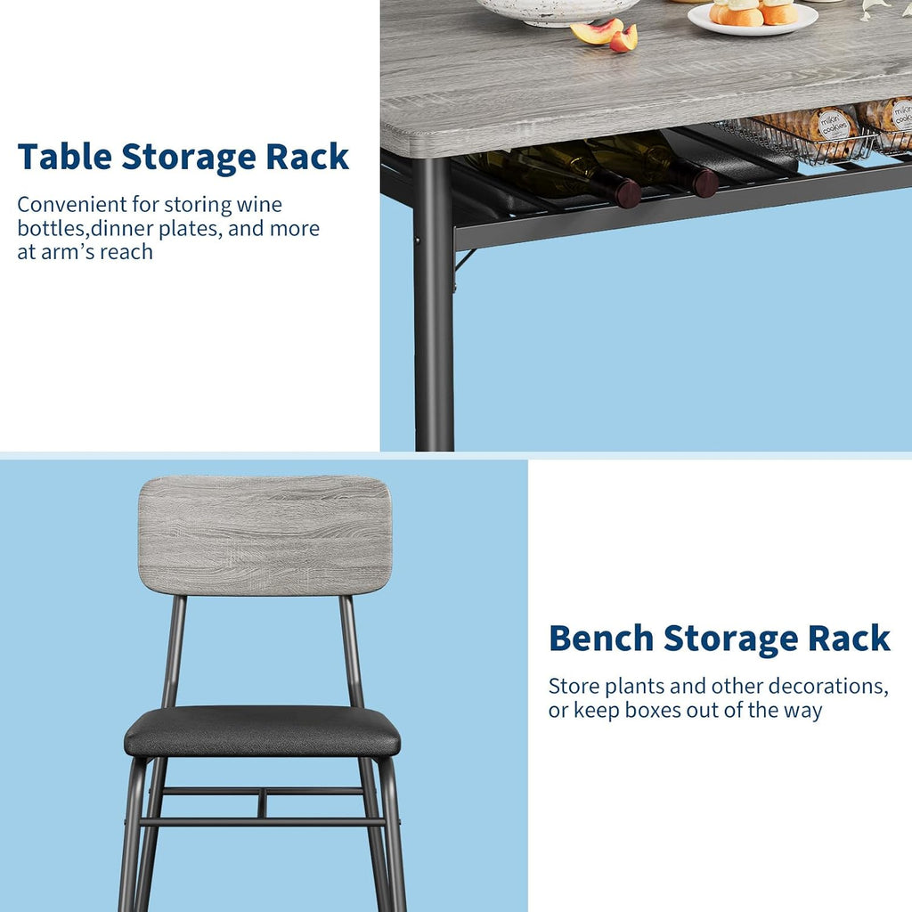 garveehome dining table set for 4 with storage, side view