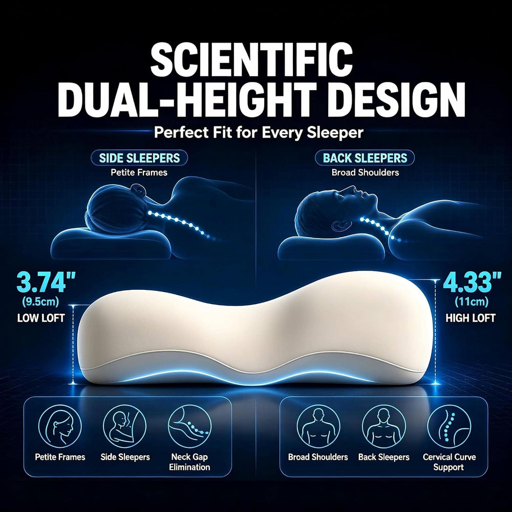 Cervical Neck Pillow for Neck Pain Relief, Ergonomic Side Sleeper Cloud Deep ...