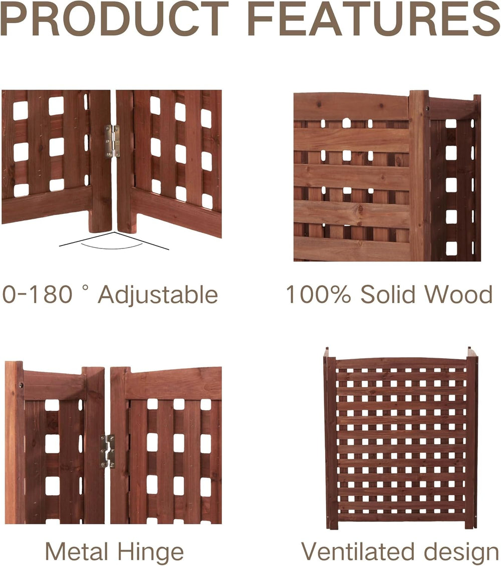 Knocbel Privacy Screen Solid Wood Decorative Fences Air Conditioner Fence Tra...