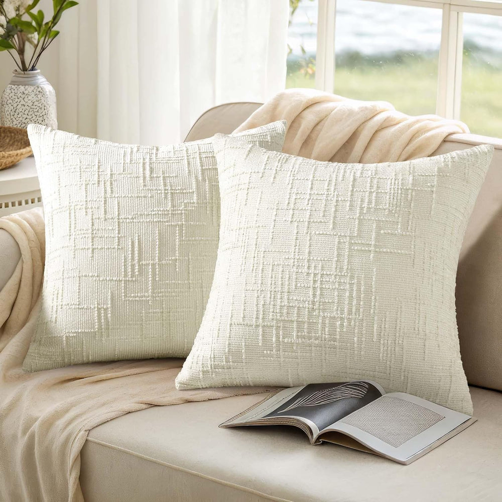 decorUhome Christmas Textured Chenille Throw Pillow Covers 26x26 Set of 2