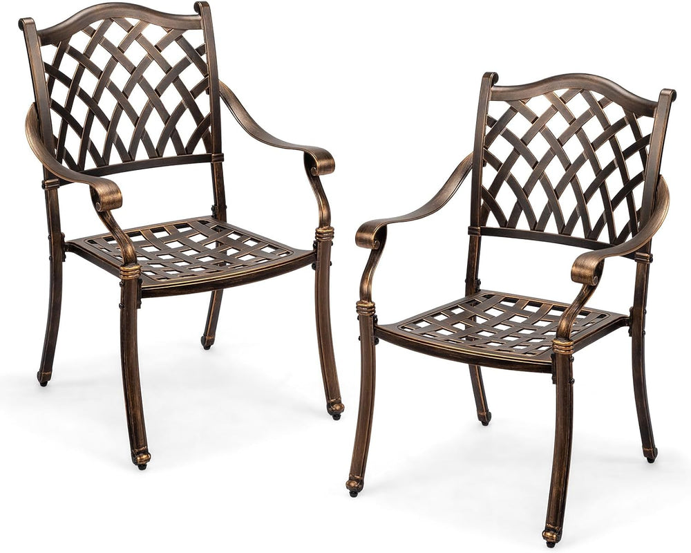 VINGLI Patio Chairs Set of 2 - Stackable Outdoor Cast Aluminum Dining Chairs ...