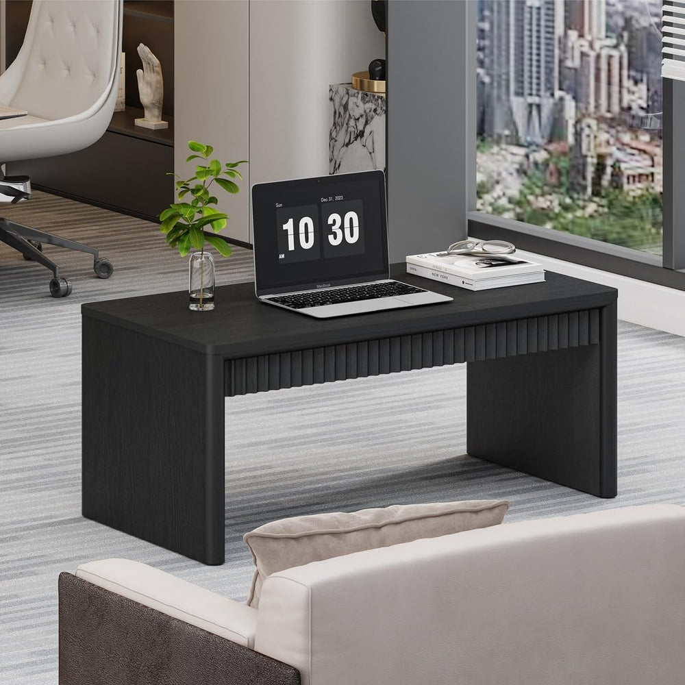 BON AUGURE Black Coffee Table for Living Room, 43" Modern Wood Center Table