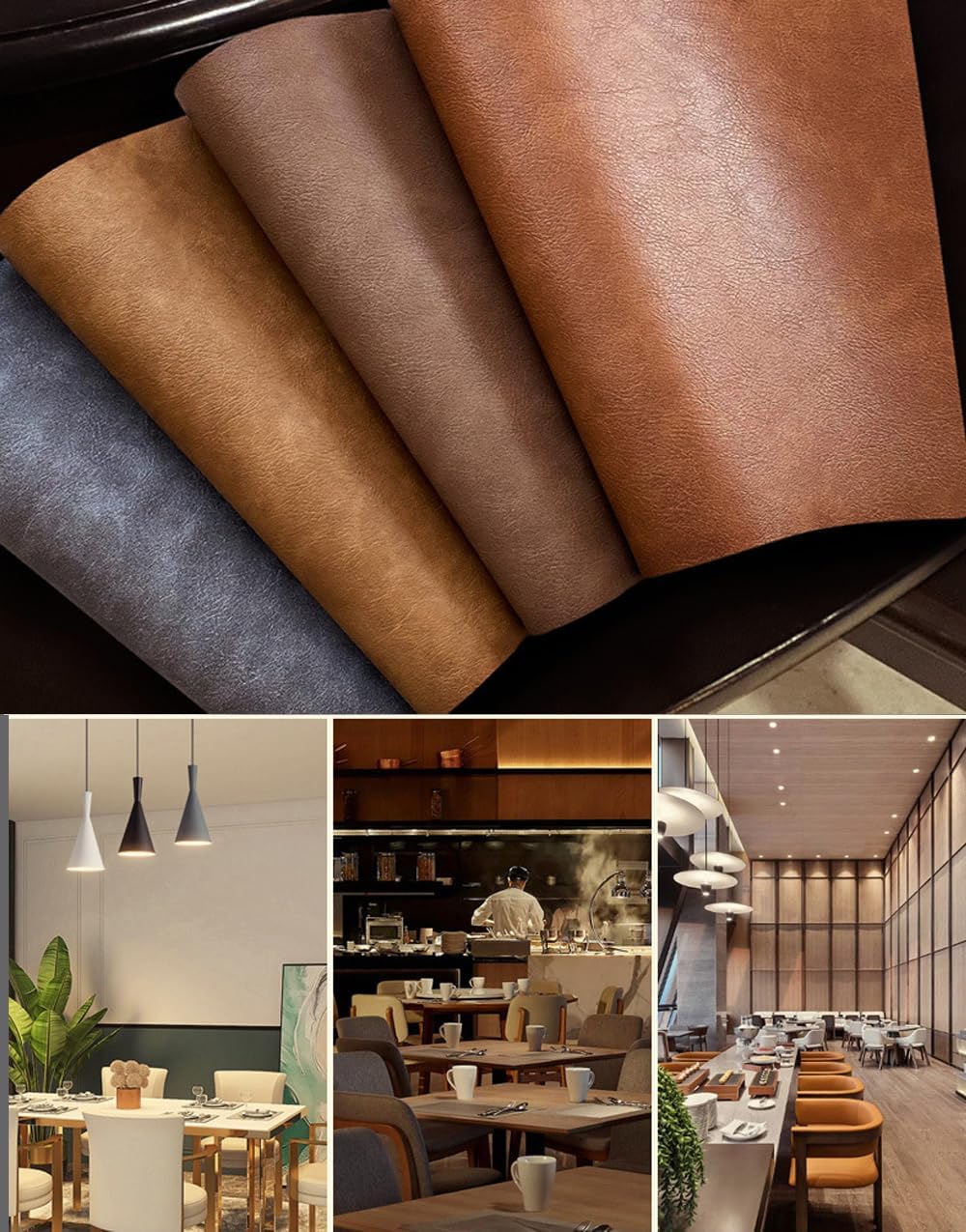 Leather Round Table Washable Placemats, Thick Faux Leather Heat Resistant Wed...