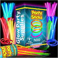 PartySticks Ultra Bright Glow Sticks Bulk Party Supplies 400 Pack - 8" Glow in the Dark Light Up Halloween Party Favors, Glow Decorations, Neon Party Necklaces and Bracelets with Connectors
