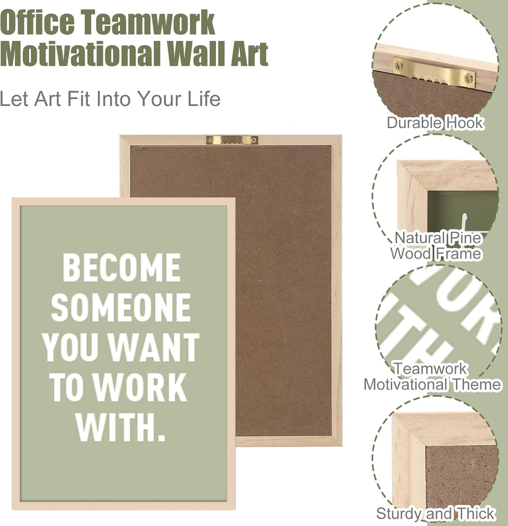 Faccito 8 Set Office Wall Decor, Wooden Framed Motivational Quotes Art