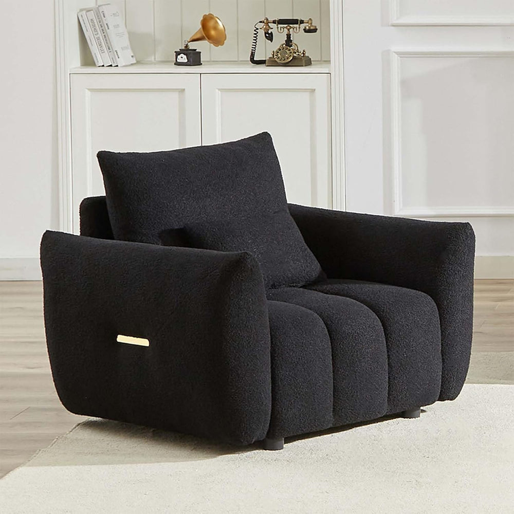 Antetek 35" Modern Accent Single Sofa Chair, Comfy Deep Seat Teddy Fabri...