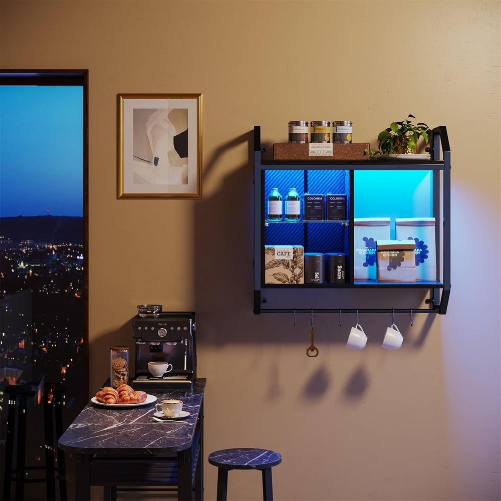 Bestier 25" LED Gaming Floating Shelves for Wall, Wall Mounted Shelf Pip...