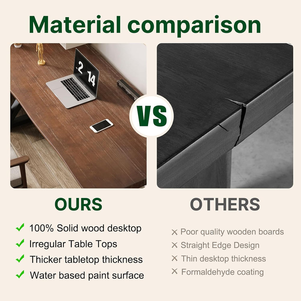 Solid Wood and Metal Modern Industrial 56 inch Wide Home Office Desk, Writing...
