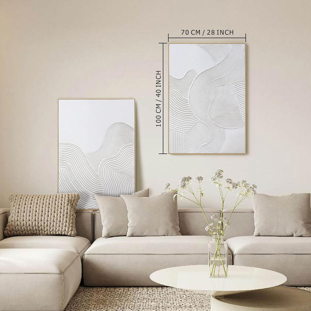 Zessonic Neutral Abstract 3D Textured Hand-Painted Thick Wall Art,28"x40...