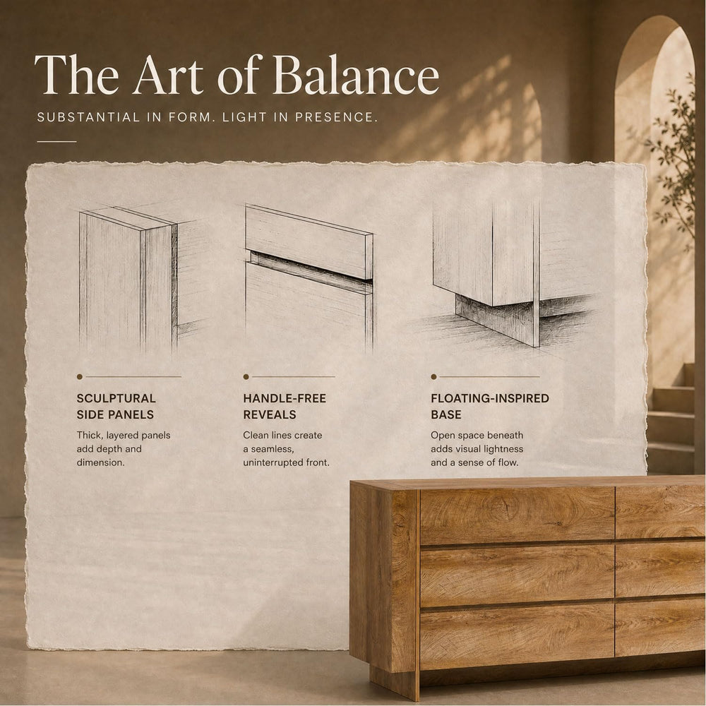 OKD 60" Modern 6 Drawer Dresser for Bedroom, 20" Depth for More Sto...