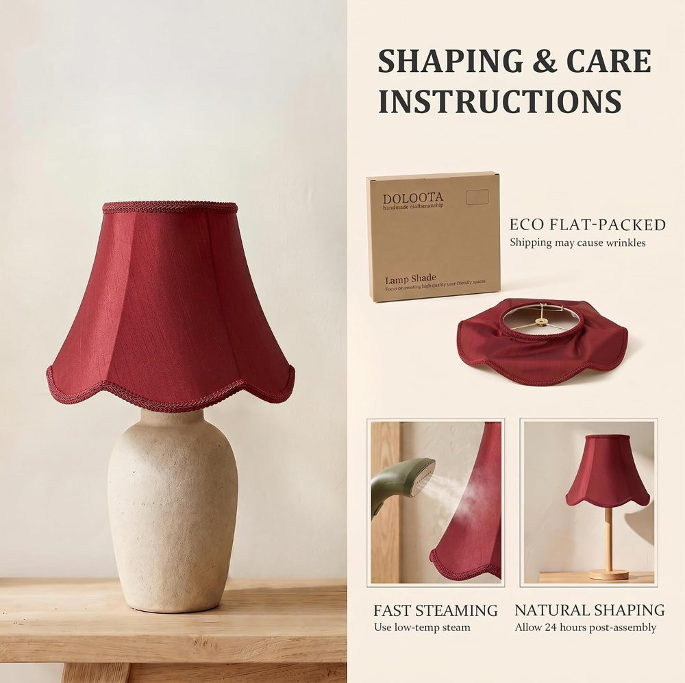 Burgundy Scalloped Lamp Shade - 1 Pack, 6.7" x 13" x 10" Bell ...