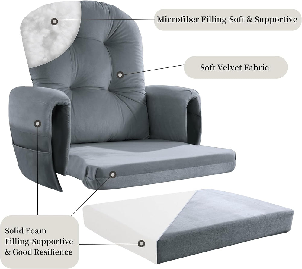 HOMBYS Glider Rocker Replacement Cushions 5 PCS with Storage Side Pocket, Vel...