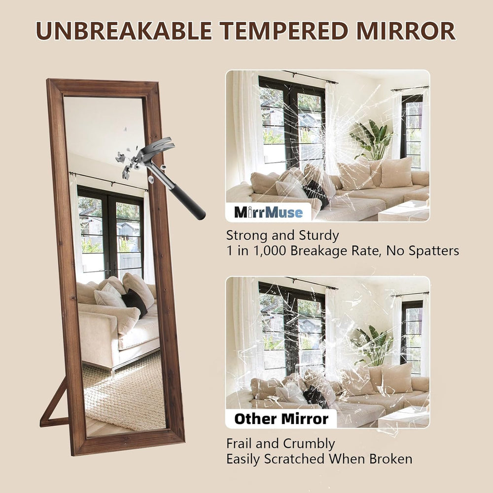 MirrMuse Rustic Floor Full Length Mirror Wood Frame, 56"x21" Brown ...
