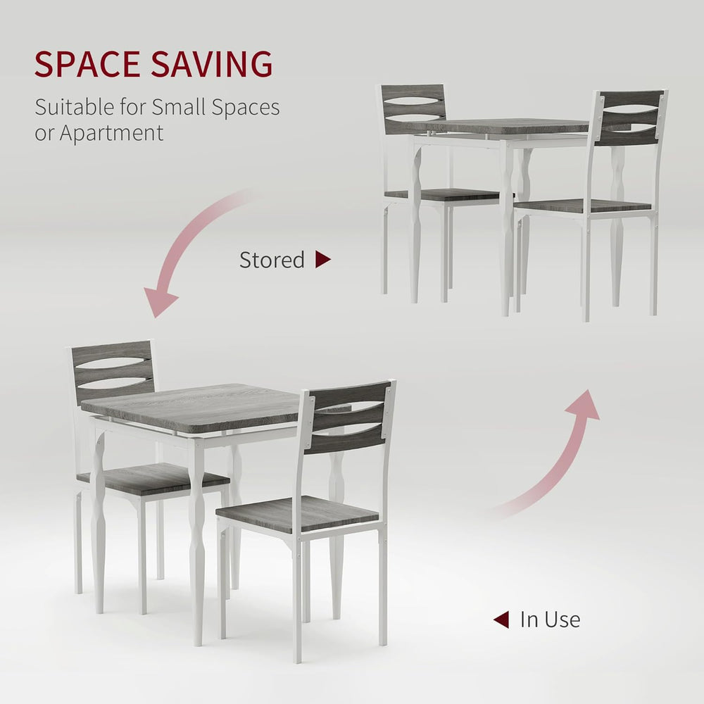 GarveeHome 3 Piece Dining Table Set, Kitchen Table Set for 2, Wash Grey