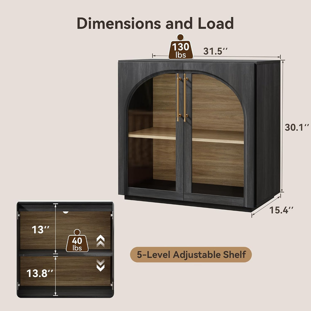 Sideboard Cabinet with Glass Doors, 94.5'' W Display Cabinet