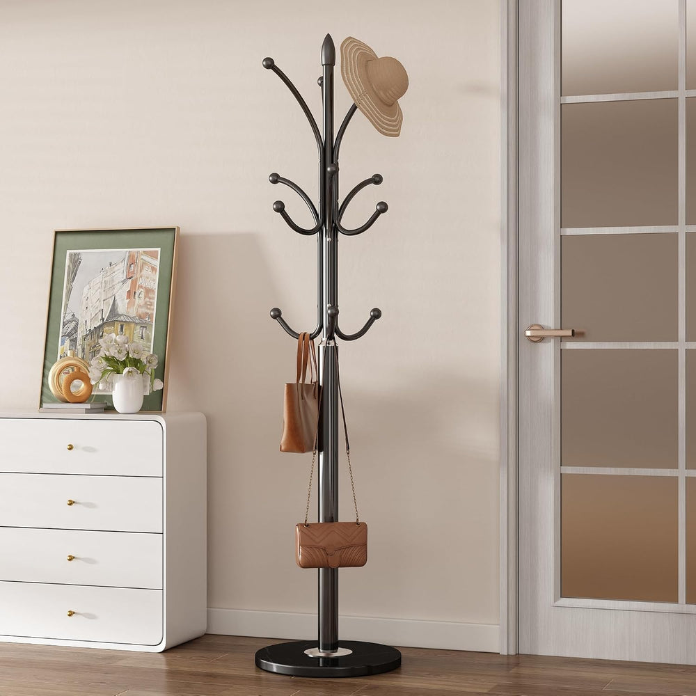 Metal Coat Rack Freestanding Sturdy Heavy Duty Coat Rack Stand,Black