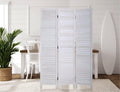3-Panel Room Divider, 67" Tall Folding Privacy Screen with Louvered Wood Panels, Freestanding Partition for Bedroom Living Room Office, White