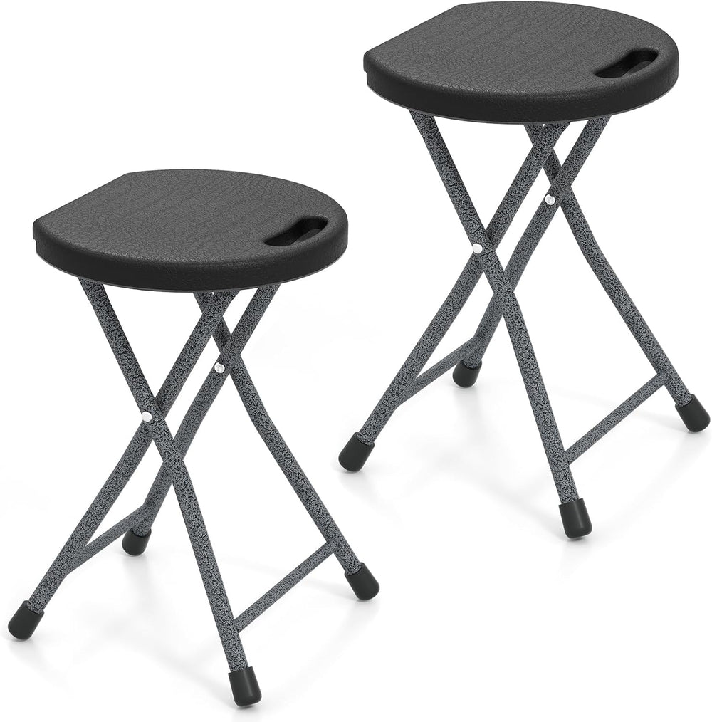 GYMAX Folding Stool, 18in Portable Collapsible Bar Stool with Handle & St...