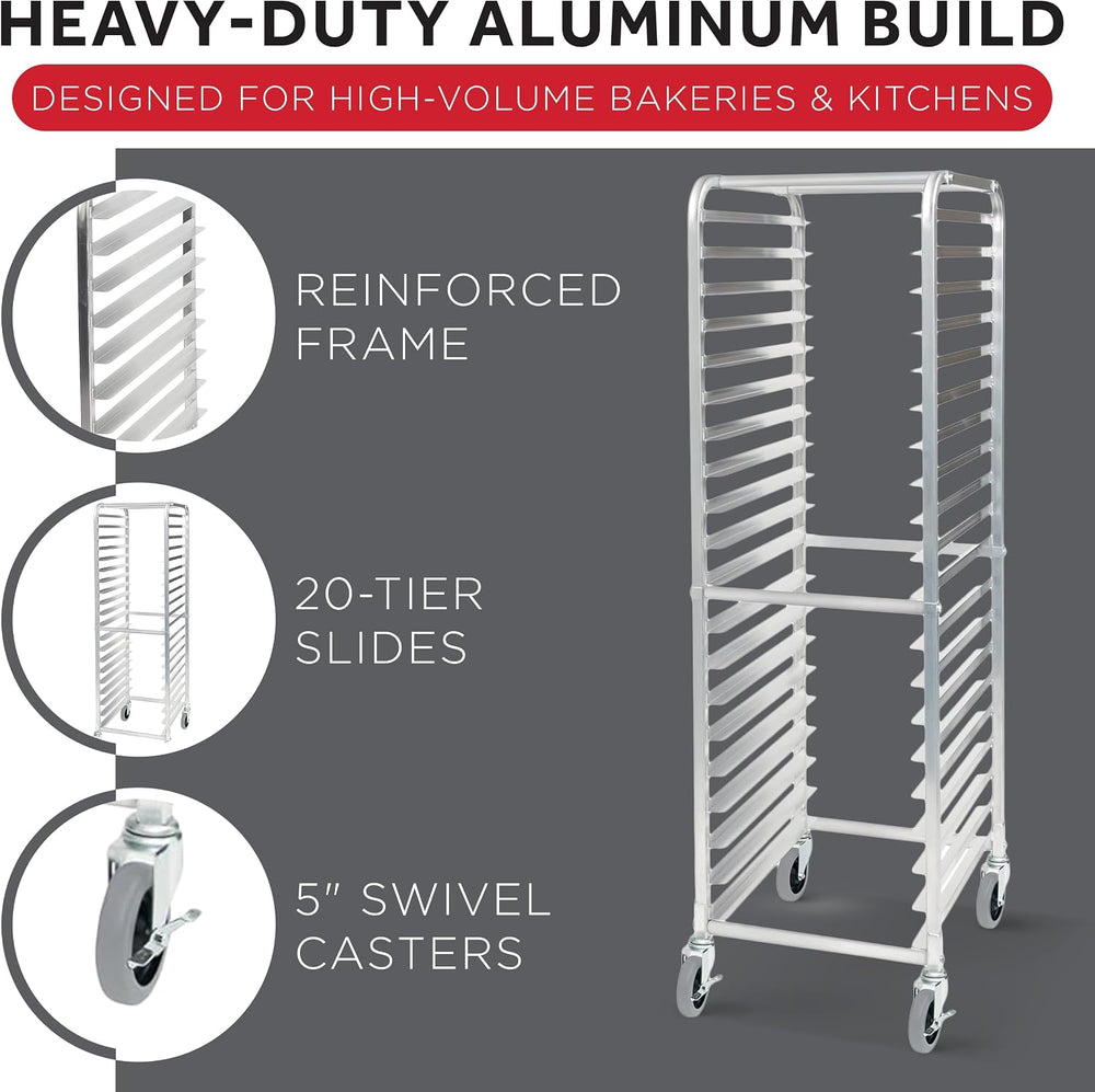 Winco 650 lb 3" Aluminum Sheet Pan Rack, 20 Tier