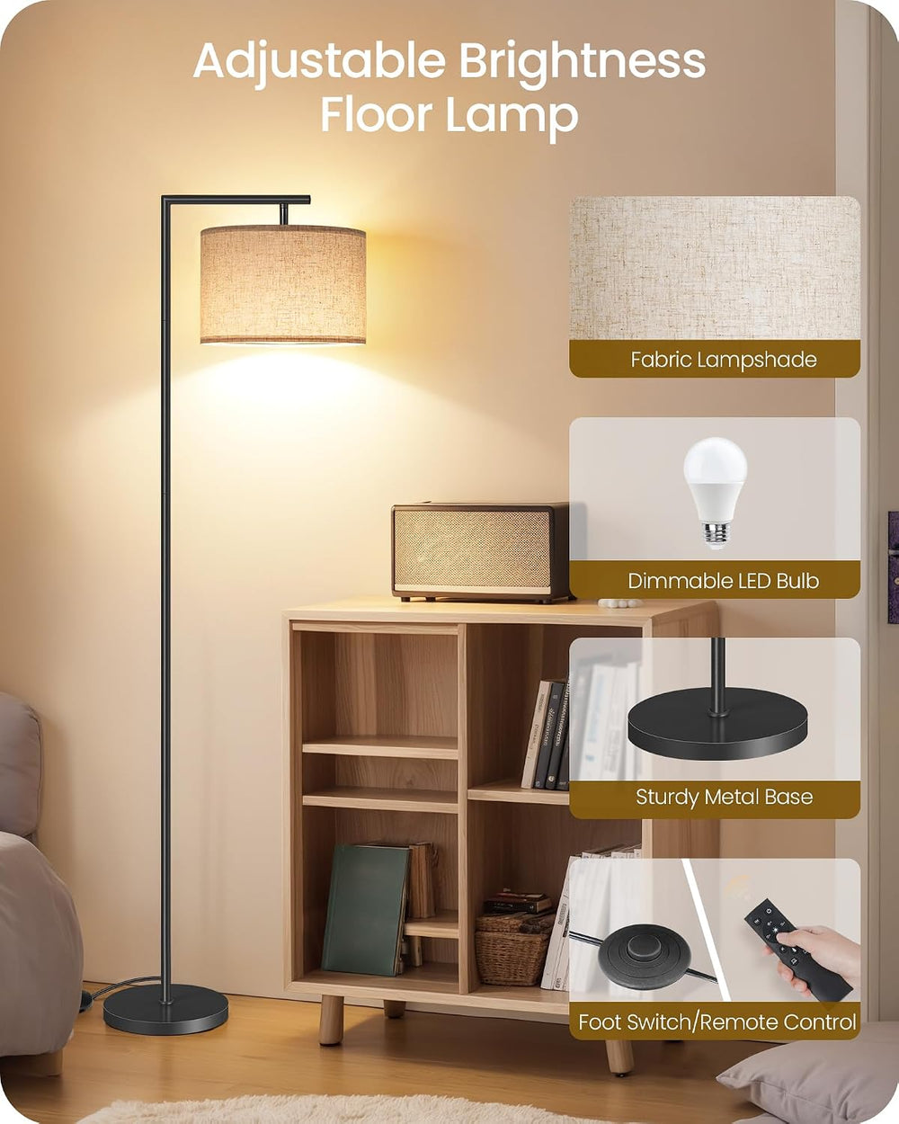 Modern Dimmable Floor Lamp for Living Room with Adjustable Color Temperature ...