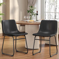 Dining Chairs Set of 2, 18in PU Leather Modern Kitchen Chairs, Black