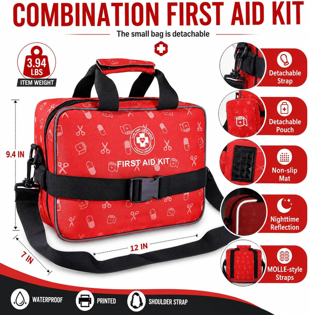 All-in-One Premium 530 Piece Emergency First Aid Kit, Large Medical Kit for H...
