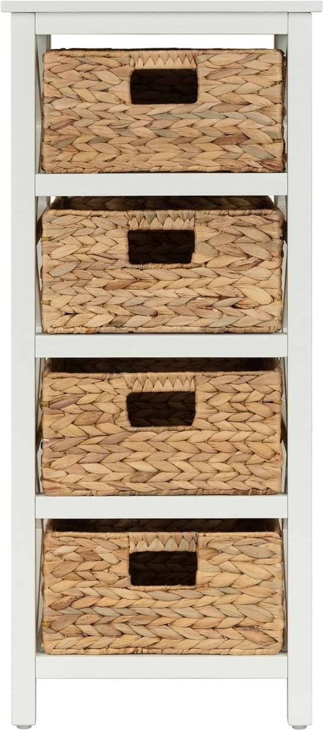 ehemco 4 tier x-side end storage cabinet, white showing dimensions