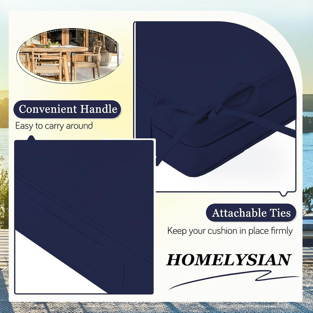 Outdoor Chair Cushions, Removable Covers, Navy, 19 x 19