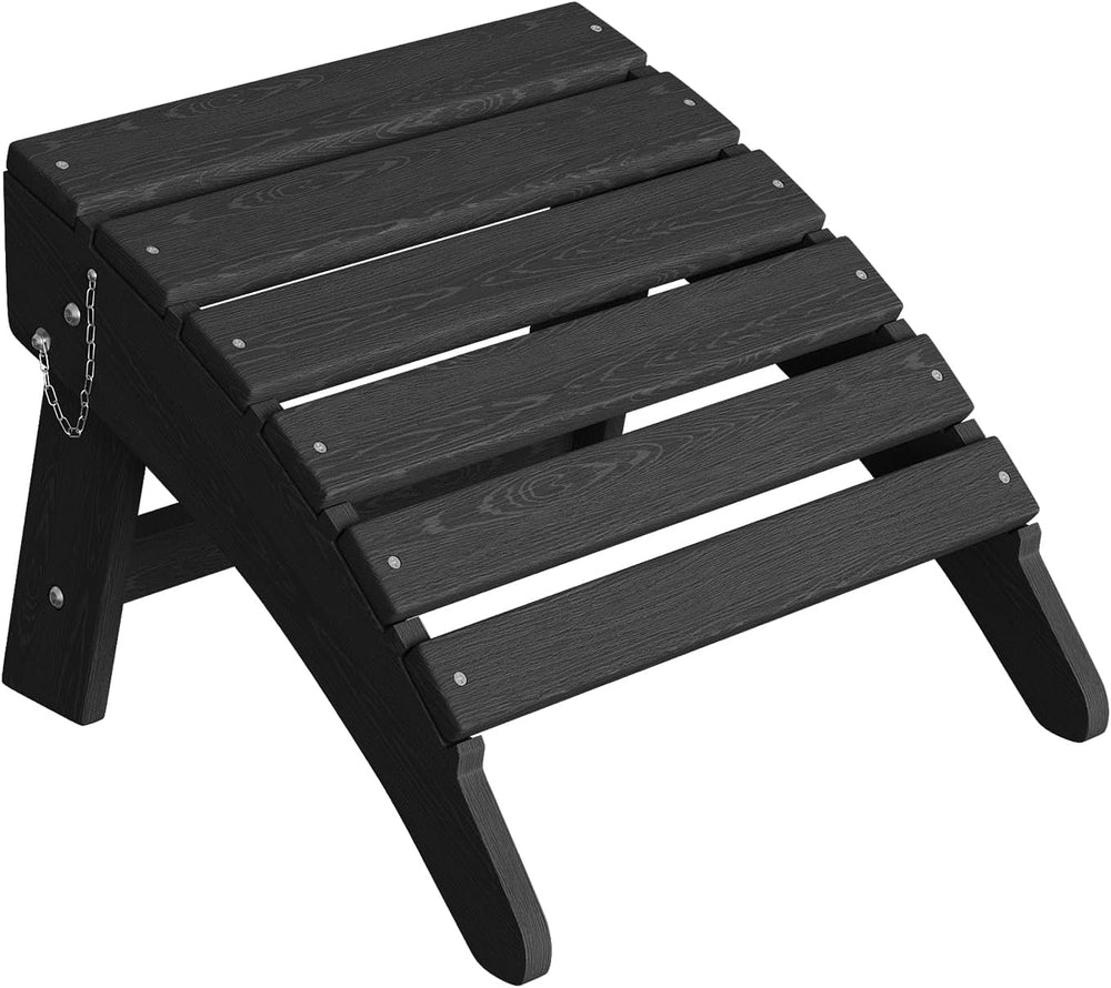 Garvee Folding Adirondack Ottoman, HDPE Footrest for Oudoor Chair, Black