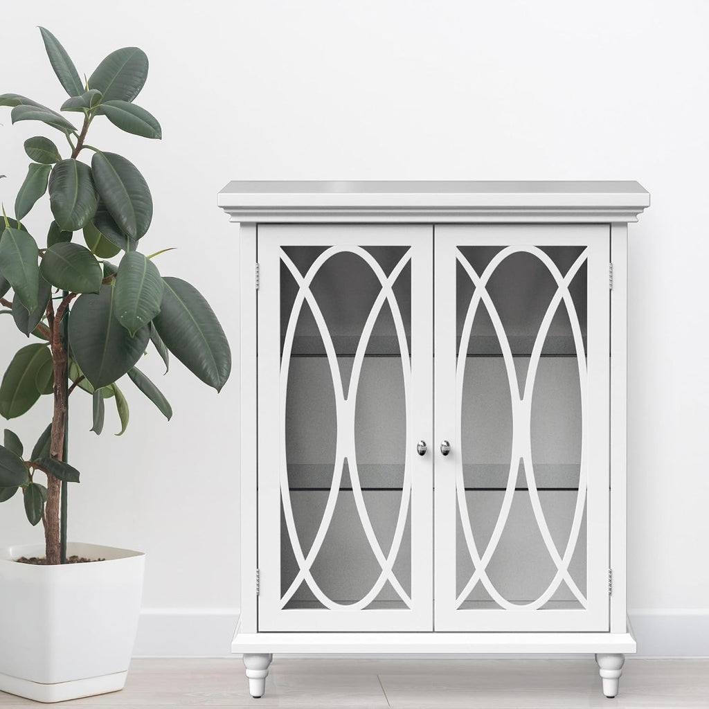 Teamson Home Florence 26 in. x 32 in. 2-Door Freestanding Wooden Floor Cabinet with Adjustable Shelves for Storage Solutions in Bathrooms, Kitchens, Laundry Rooms, Home Offices, White