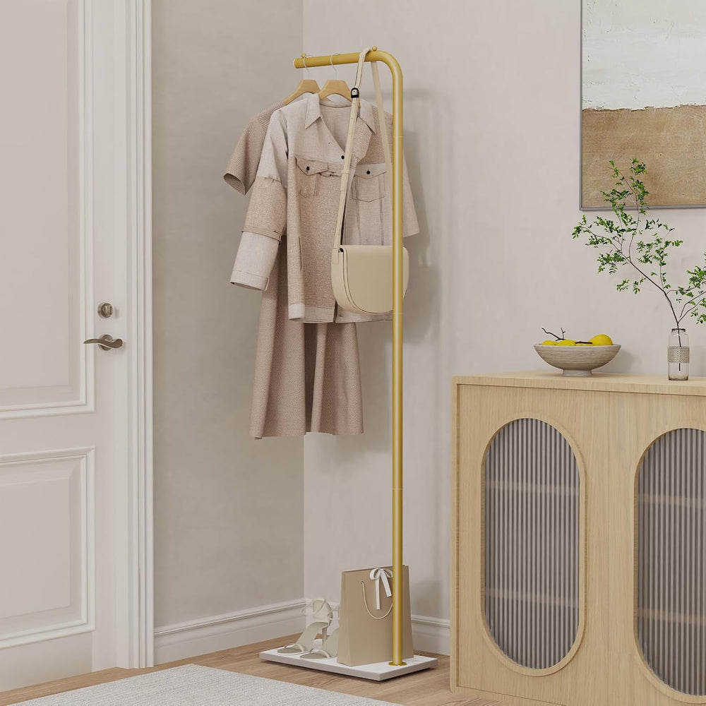 Coat Rack Freestanding with Rock Base,Clothes Stand,70.8In,Golden