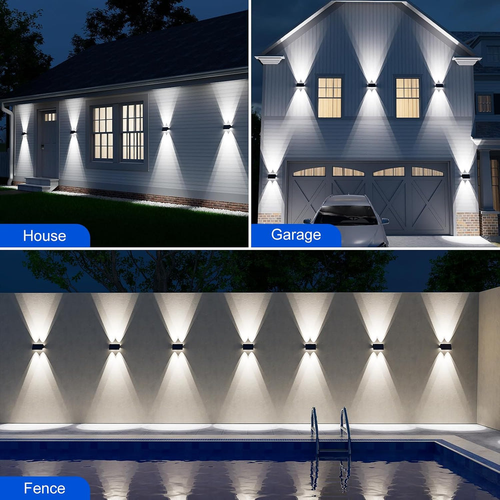 8 Pack Cool White Solar Power Wall Fence Light Outdoor Up and Down