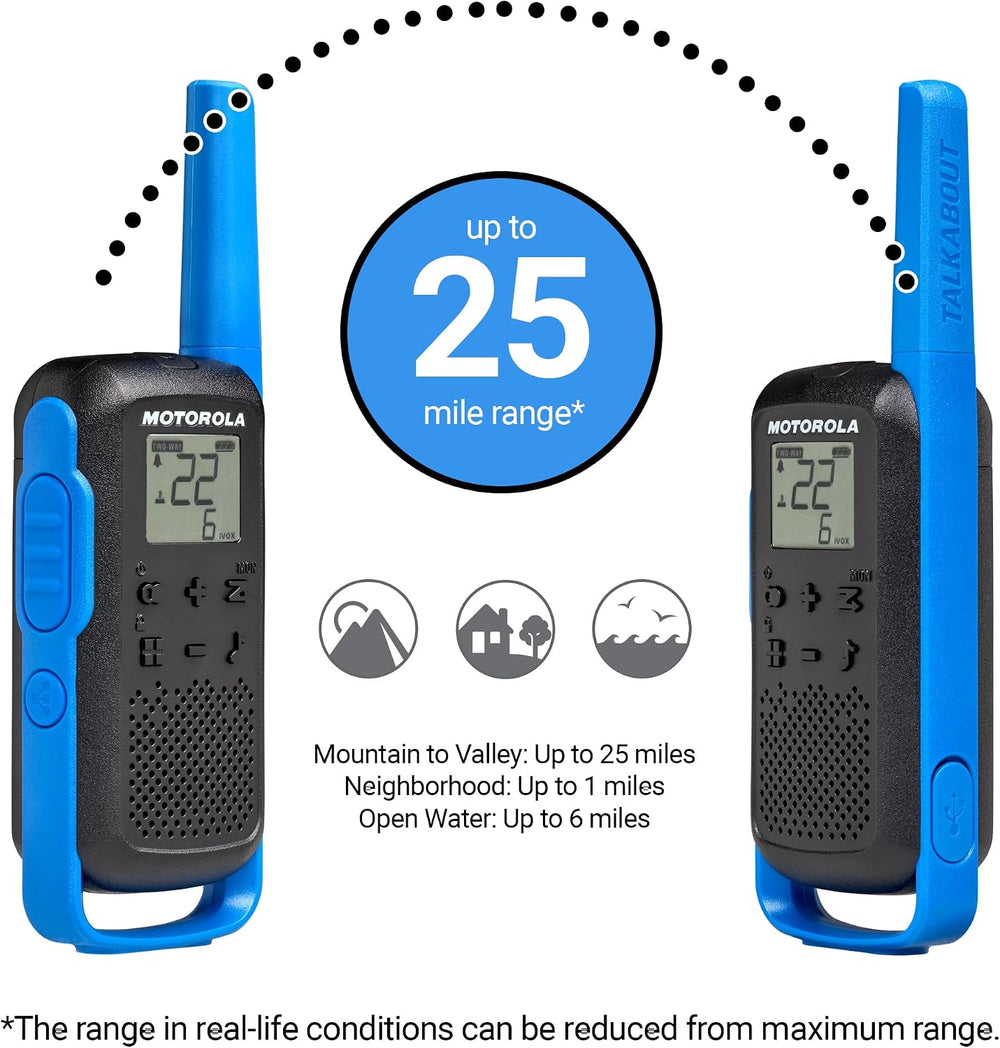 Motorola Solutions, Portable FRS, T270TP, Talkabout, Two-Way Radios, Recharge...