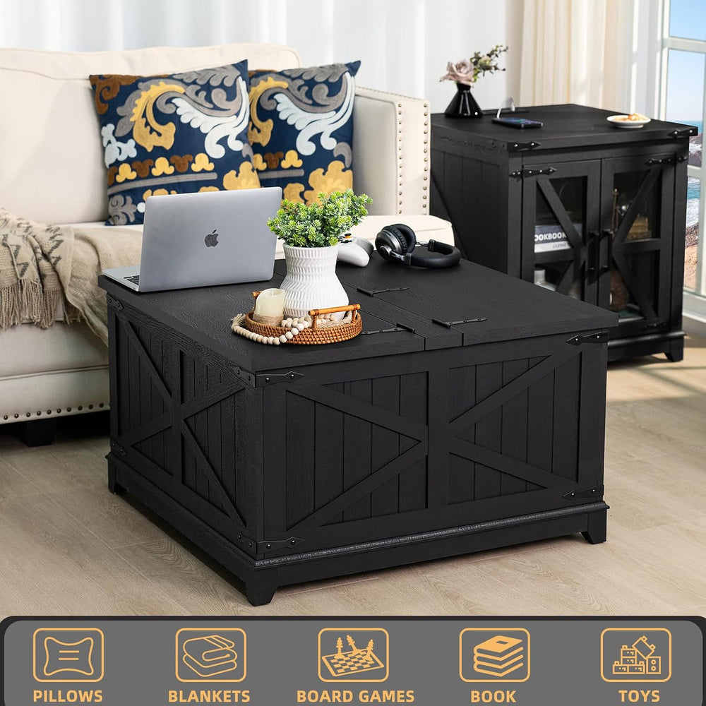 Joaxswe Farmhouse Coffee Table Set 3, End Table and Coffee Table