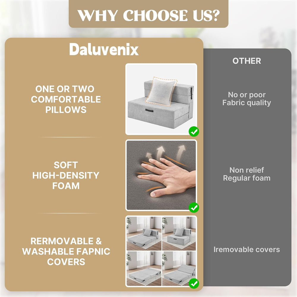 Convertible Sofa Bed 4 in 1 Folding Sleeper Chair, High Density Sponge Floor ...