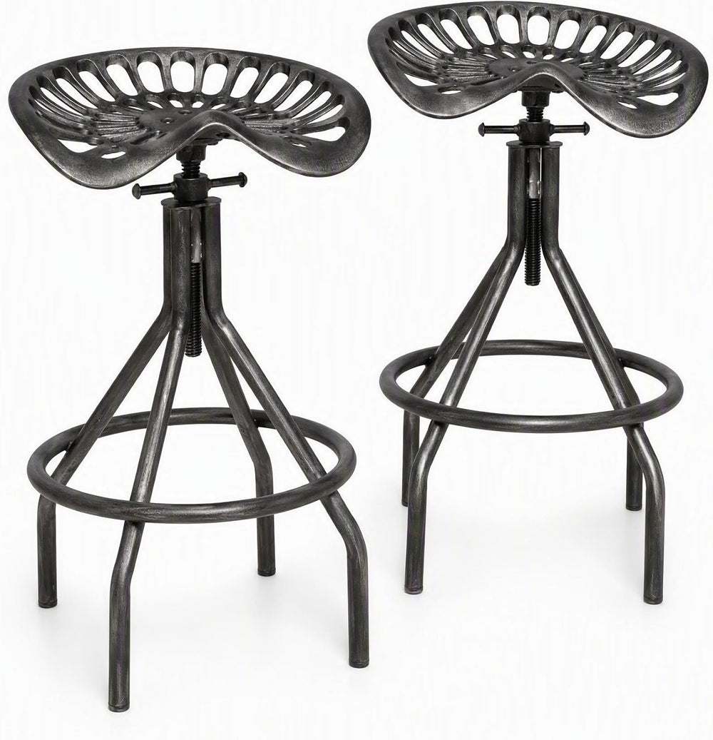 Industrial Metal Tractor Seat Farmhouse Bar stools Cast Iron Adjustable Count...