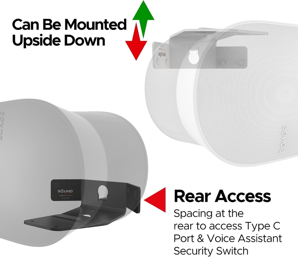 Sound Bass ERA300 Corner Wall Mount Bracket, Low Profile, White, Single
