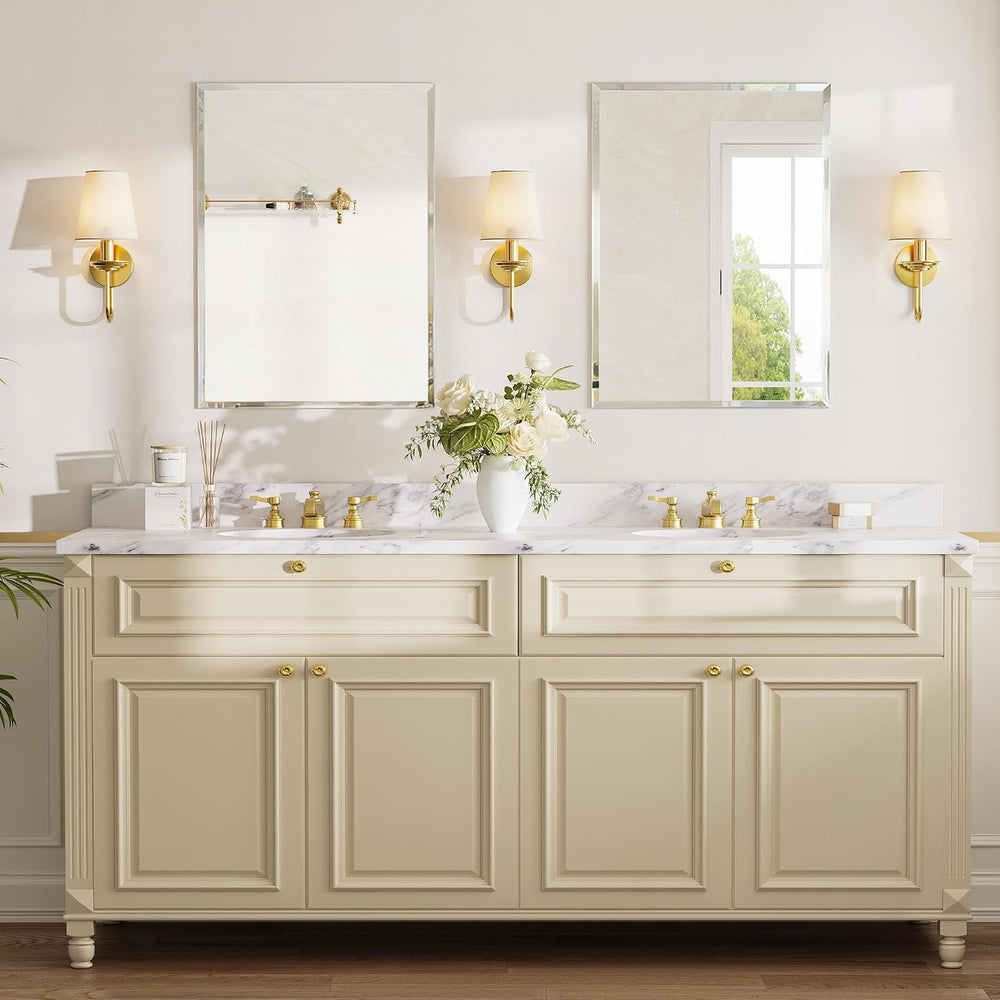 22"x30" Frameless Beveled Rectangular Bathroom Mirror for Over Sink