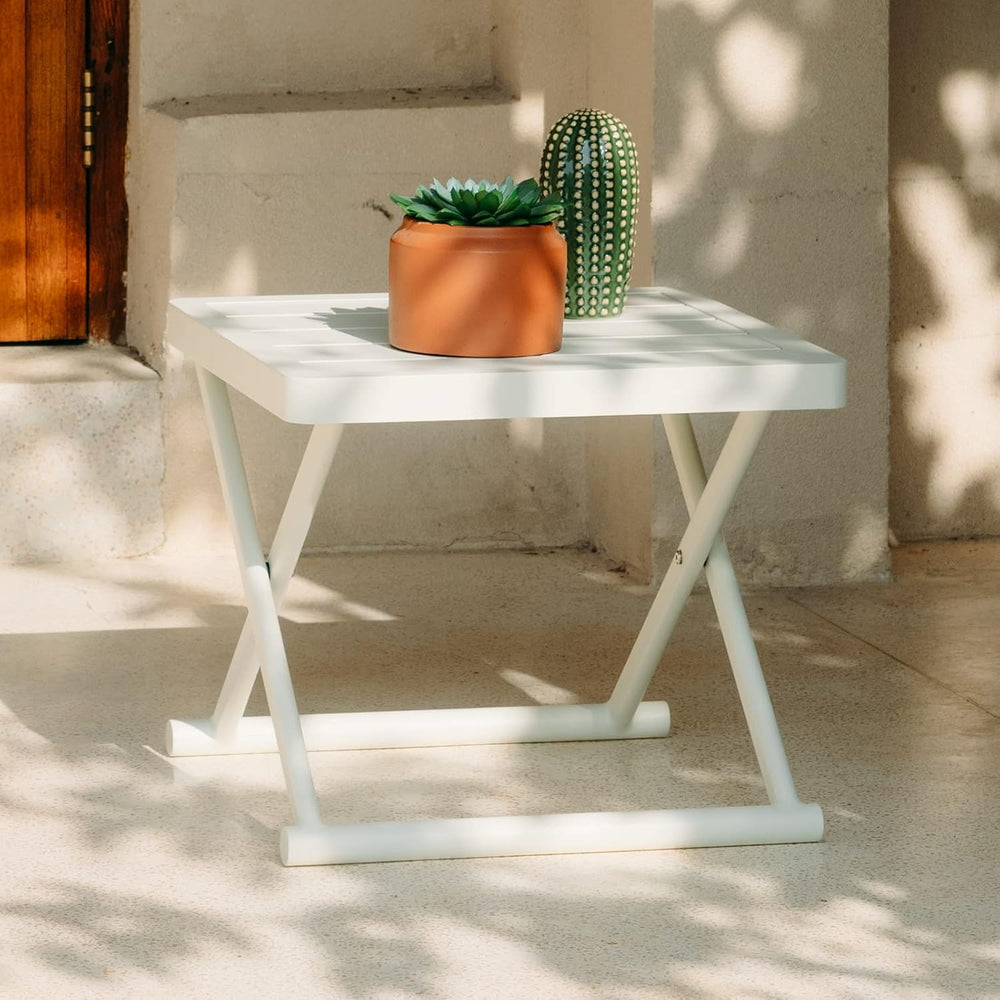 Outdoor Folding Table for Patio Square Side Table for Camping and Picnics