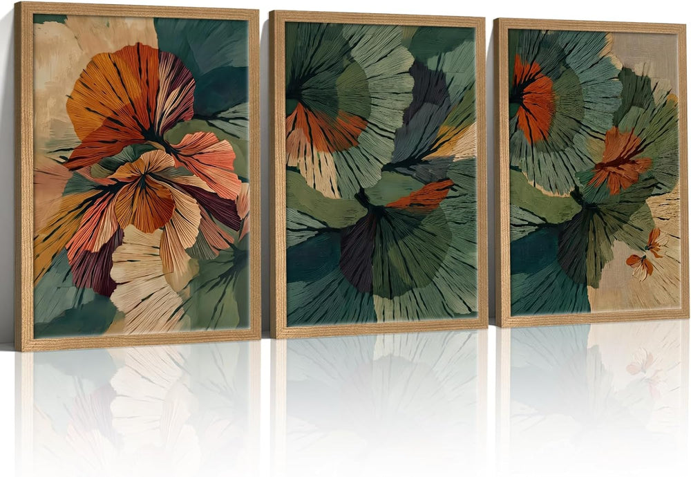 Framed Canvas Wall Art Prints Poster Pictures Abstract Floral Artwork Set