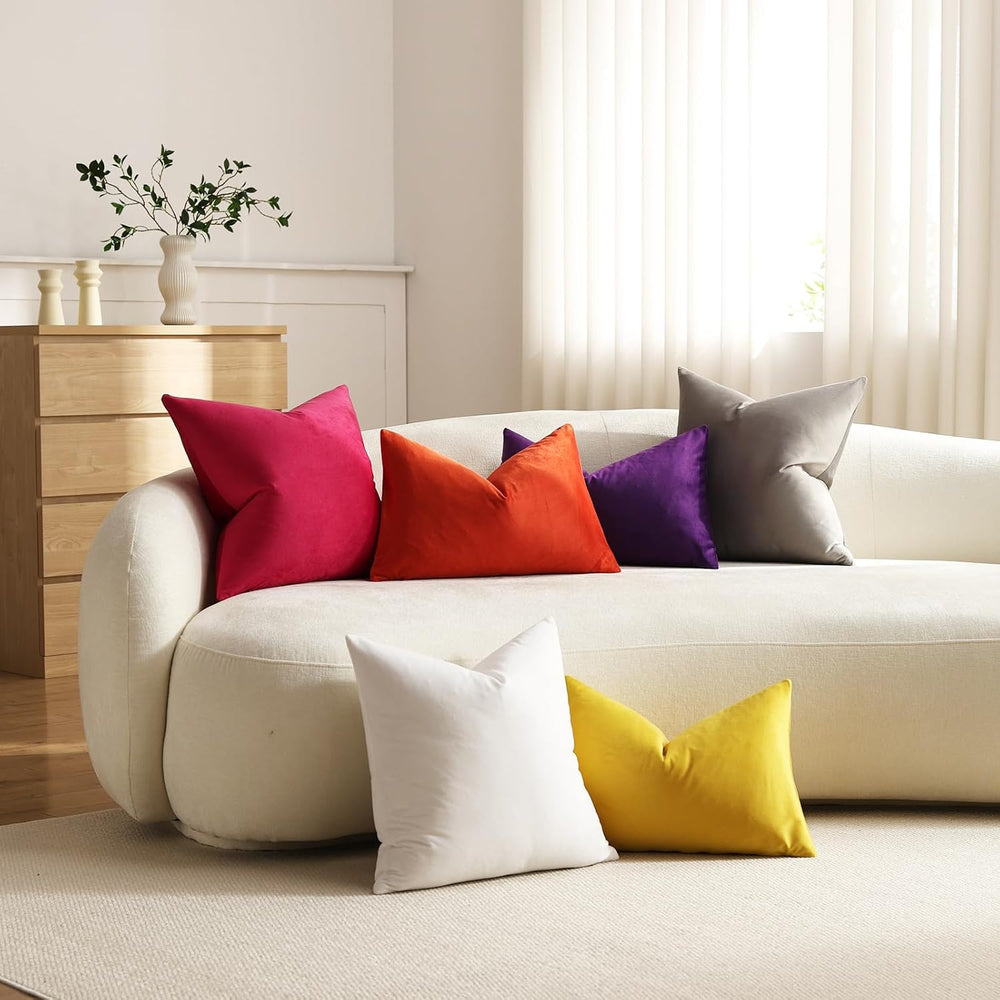 DEZENE Euro Sham Covers 26x26 Pure White: Pack of 2 Cozy Soft Velvet Square M...