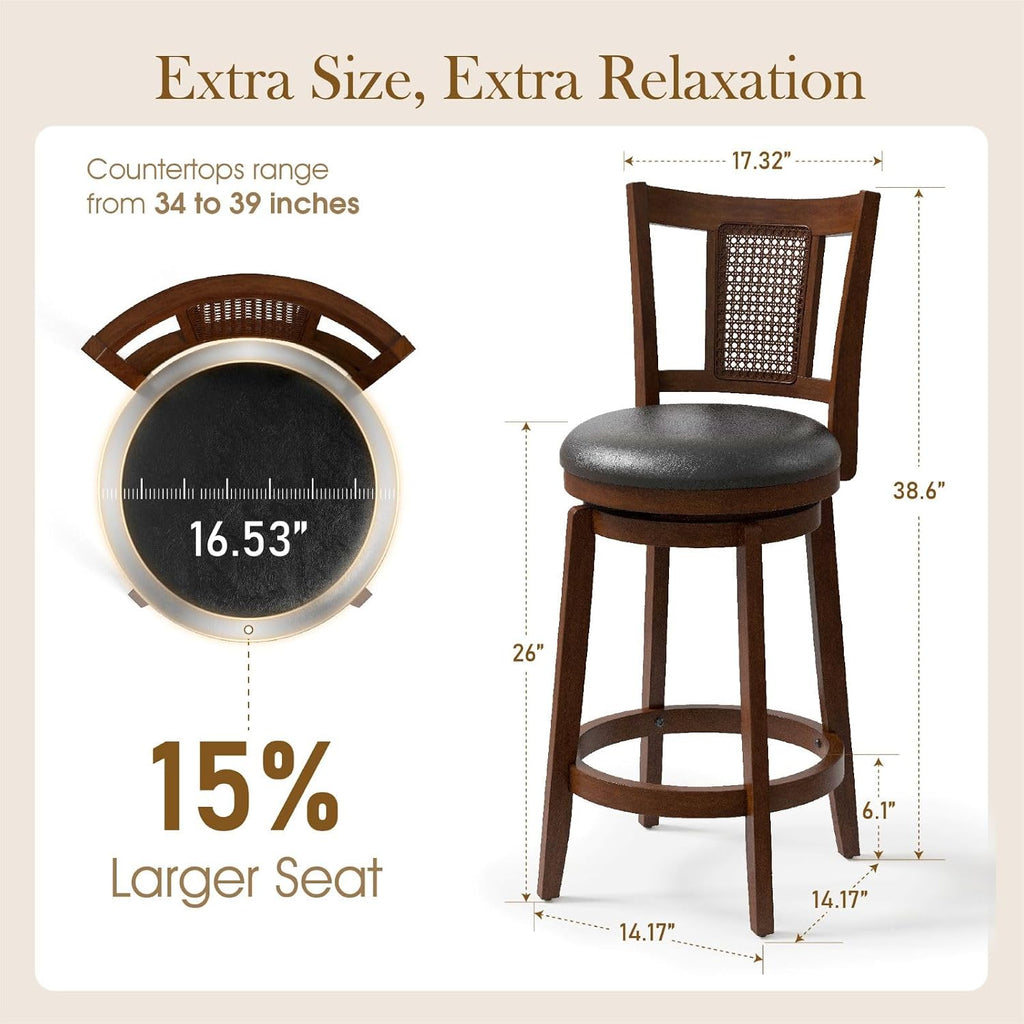 Sophia & William 26 Inch Swivel Bar Stools Set of 6, Counter Height Stools