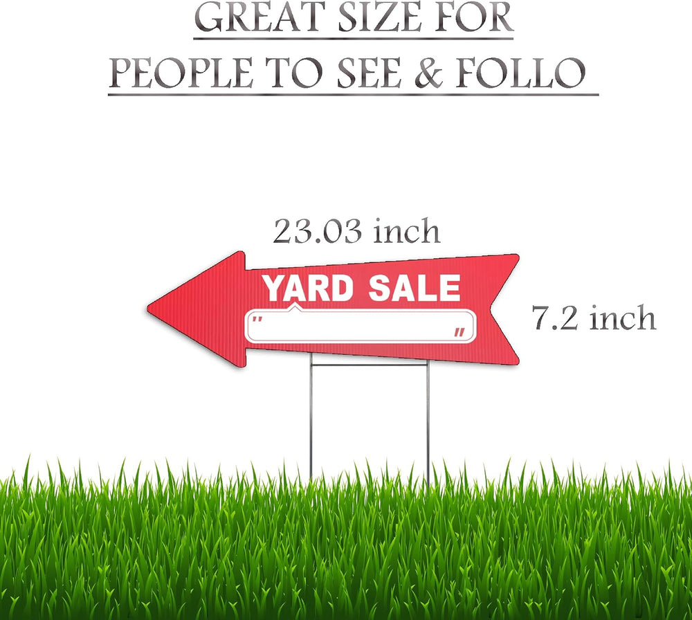 10 Pack Large Size Yard Sale Red Arrow Signs With Stakes - 23 x 7.2 in Double...