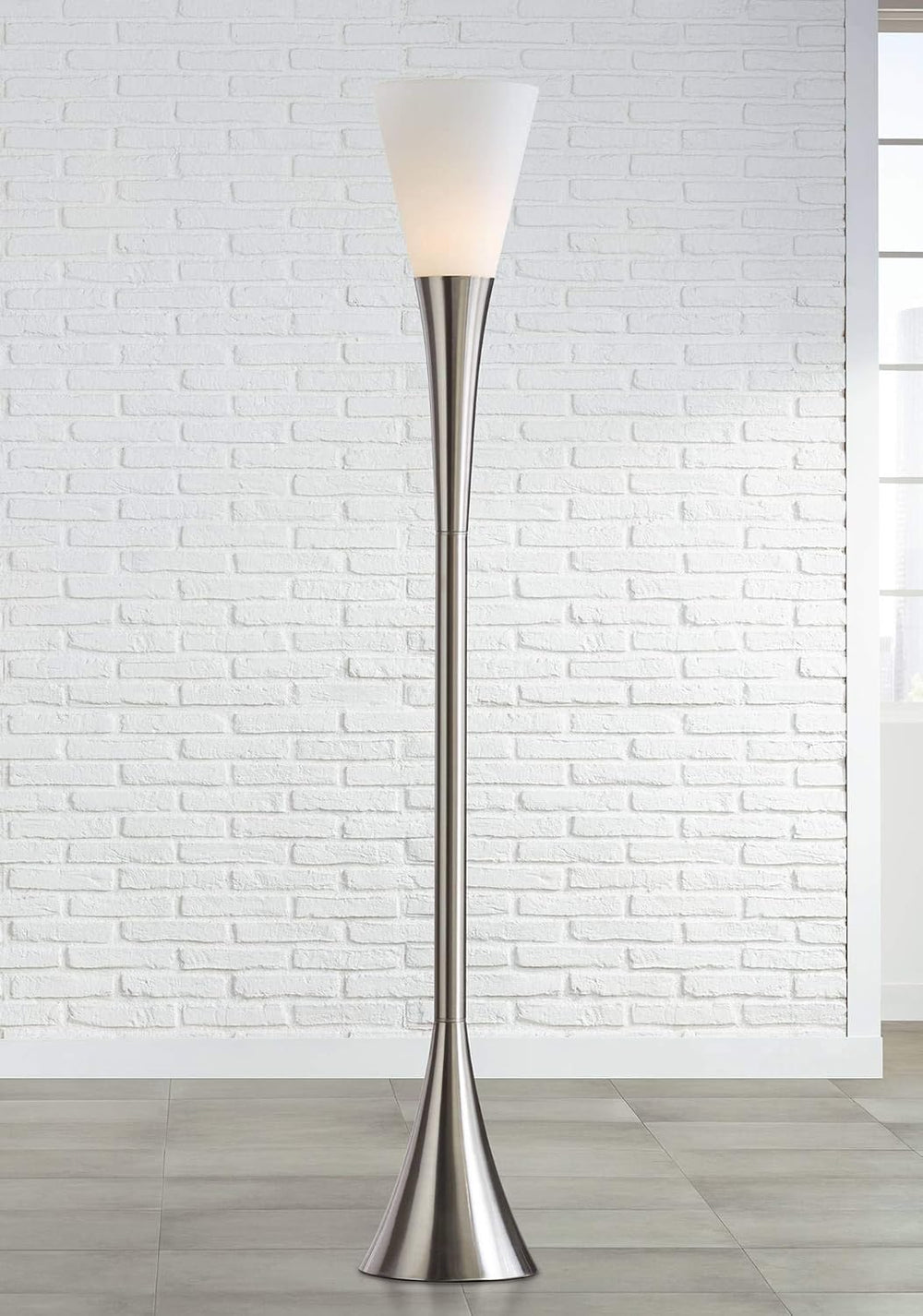 Piazza 72 1/2" Tall Brushed Nickel Modern Torchiere Floor Lamp