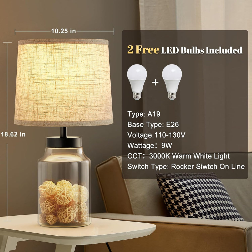 GyroVu Table Lamp Set, Fillable Table Lamp with Clear Glass