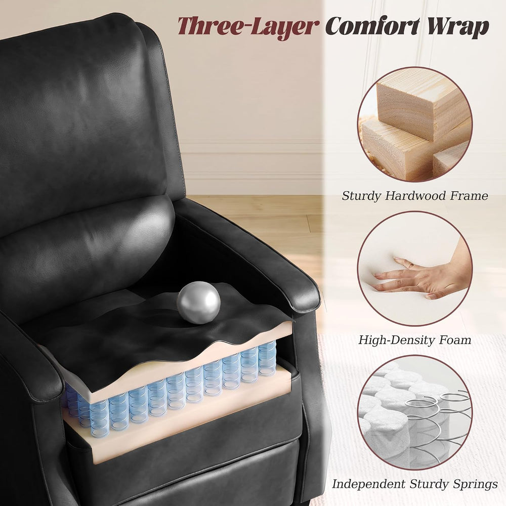 Recliner Chair, Faux Leather Push Back Recliner with Padded Seat, Mid Century...