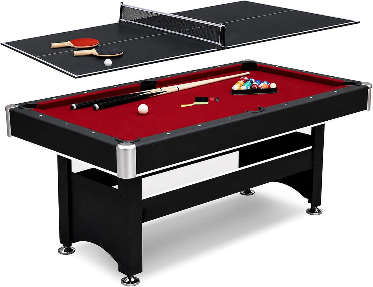 Hathaway Spartan Pool Table & Ping Pong Top Combo, 2-in-1 Game Table