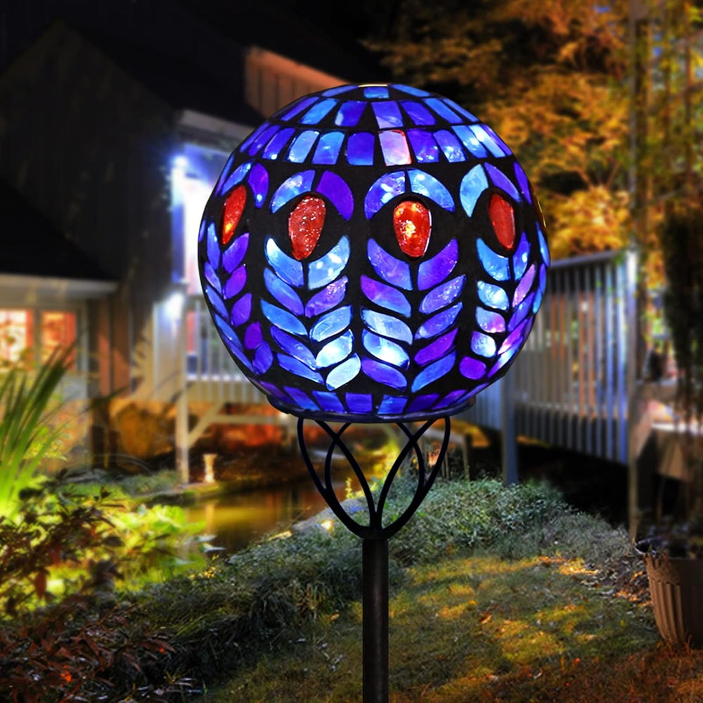 Afirst Solar Outdoor Decorative Light, Mosaic Ball Stake for Yard Decor, 6"
